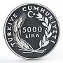Turkey 5000 lira World Forestry Conference in Mexico Trees silver coin 1985