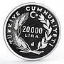 Turkey 20000 lira Teacher's Day Knowledge School proof silver coin 1989