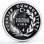 Turkey 20000 lira Architect Mimar Sinan Mosque Landscape proof silver coin 1988