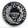 Turkey 15000000 lira Barbaros Hayreddin Ship Clipper Seafaring silver coin 1997