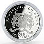 Benin 1000 francs Pomeranian Dog colored proof silver coin 2012