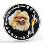 Benin 1000 francs Pomeranian Dog colored proof silver coin 2012