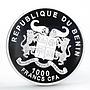 Benin 1000 francs Pomeranian Dog colored proof silver coin 2012