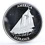 Congo 10 francs History of Seafaring Ship America Clipper proof silver coin 2001