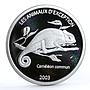Congo 10 francs Endangered Wildlife Fauna Chameleon Lizard silver coin 2003