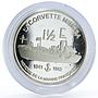 France 1 1/2 euro La Corvette Mimosa Ship proof silver coin 2004