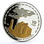 Kyrgyzstan 10 som Uzgen Architectural Complex gilded silver coin 2007