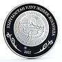 Kyrgyzstan 10 som Uzgen Architectural Complex gilded silver coin 2007