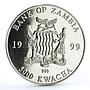 Zambia 5000 kwacha African Wildlife series Elephant silver coin 1999