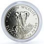 Zambia 5000 kwacha African Wildlife series Elephant silver coin 1999