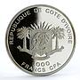 Ivory Coast 1000 francs Peril Wildlife Antidorcas Marsupialis silver coin 2009