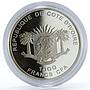 Ivory Coast 1000 francs Peril Wildlife Antidorcas Marsupialis silver coin 2009
