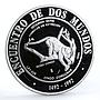 Nicaragua 5 cordobas Ibero American series II Congo Monkey silver coin 1994