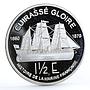 France 1 1/2 euro Cuirasse Gloire Ship Clipper silver proof coin 2004