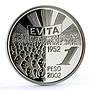 Argentina 1 peso First Lady Eva Duarte People Manifestation silver coin 2002