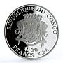 Congo 1000 francs Year of the Goat Lucky Goat colored silver coin 2015