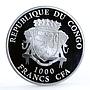 Congo 1000 francs Year of the Goat Lucky Goat colored silver coin 2015