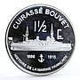 France 1 1/2 euro Cuirasse Bouvet Ship Steamer proof silver coin 2004