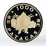 Macau 1000 patacas Year of the Pig proof gold coin 1983