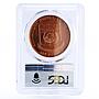 Congo 100 francs Wildlife Peafowl Bird MS69 PCGS copper coin 1992