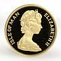 Islas of man 1 sovereign Mounted Soldier Queen Elizabeth II gold coin 1973