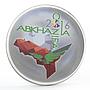 Abkhazia 10 apsars ConIFA Football Cup Ball and Bird colored silver coin 2016