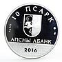 Abkhazia 10 apsars ConIFA Football Cup Ball and Bird colored silver coin 2016