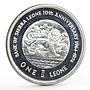 Sierra Leone 1 leone 10th Anniversary of National Bank Lion silver coin 1974