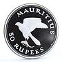 Mauritius 50 rupees Endangered Wildlife Fauna Kestrel Bird silver coin 1975