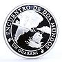 Paraguay 1 guarani Discovery of America Ship Clipper Indian Map silver coin 2002