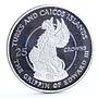 Turks and Caicos 25 crowns The Griffin of Edward III proof silver coin 1978