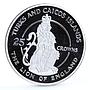 Turks and Caicos 25 crowns Queen's Beast The Lion of England silver coin 1978