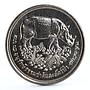 Thailand 50 baht Wildlife Conservation series Rhinoceros silver coin 1974