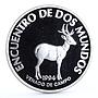 Uruguay 200 pesos Ibero American series Pampas Deer Fauna proof silver coin 1994