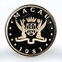 Macau 1000 patacas Year of the Pig proof gold coin 1983