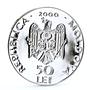 Moldova 50 lei Monastery Hirova Landscape Cathedral Church silver coin 2000