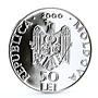 Moldova 50 lei Monastery Tiganesti Landscape Cathedral Church silver coin 2000