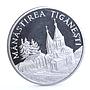 Moldova 50 lei Monastery Tiganesti Landscape Cathedral Church silver coin 2000