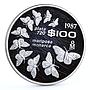 Mexico 100 pesos Monarch Butterflies Fauna proof silver coin 1987