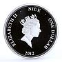 Niue 1 dollar Musician Vladimir Vysotsky colored proof silver coin 2012