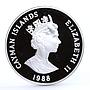 Cayman Islands 5 dollars Columbus New World Ship Clipper Boat silver coin 1988