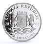 Somali 1000 shillings African Wildlife Elephant Fauna silver coin 2005