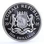 Somali 1000 shillings African Wildlife Elephant Fauna silver coin 2005