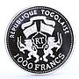 Togo 1000 francs Preussen German Sailing Ship Clipper proof silver coin 2001