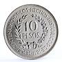 Uruguay 10 pesos 150 Years of Revolution Against Spain silver coin 1961