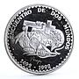 Peru 1 sol Meeting of Two Worlds Spanish Conquistador Indian silver coin 1991