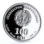 Uzbekistan 100 som Famous Ancestors Sultan Bobur proof silver coin 1999