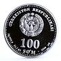 Uzbekistan 100 som Famous Ancestors Sultan Bobur proof silver coin 1999