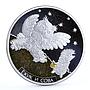 Ghana 5 cedis The Hedgehog and The Owl colored silver coin 2014