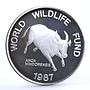 Philippines 200 piso WWF series Mindoro Buffalo proof silver coin 1987